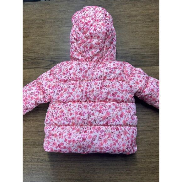 Old Navy Baby Girls' Water-Resistant Floral Puffer Jacket With Bear Ears 3-6 Mon - Picture 2 of 10